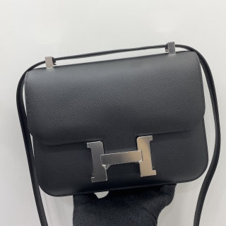 HERMES BAG CONSTANCE 1-24 VEAU EPSOM G STAMP NOIR BLACK PHW W/COPIED RECEIPT JULY2026