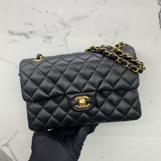 CHANEL BAG CLASSIC FLAP LAMBSKIN SMALL DOUBLE FLAP 23CM GHW BLACK RFID MICROCHIP X0AKL1HG