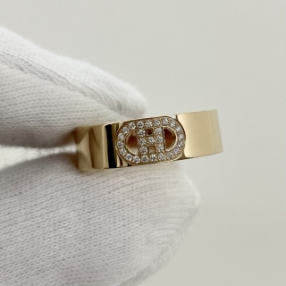 HERMES FINE JEWELRY RING AU750 H D'ANCRE 0.07CT 27D DIAMOND RING #52 W/BOX 21A268965 4.95G