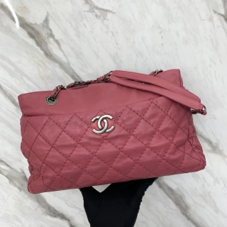 CHANEL BAG WILD STITCH CALFSKIN CHAIN TOTE PINK SHW NO.17 NO CARD 17984211 (RECOLORED, WITH ENTRUPY)