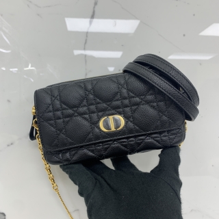 DIOR BAG CANNAGE CARO CHAIN SHOULDER 2WAY BLACK GHW 42-MA-1222