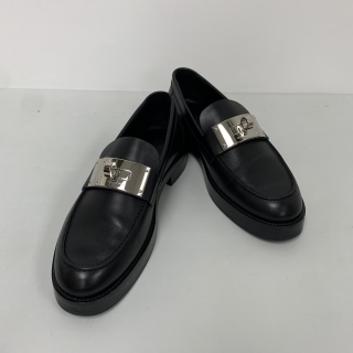 HERMES SHOES LOAFERS HOT LOAFER NOIR BLACK SHW 38