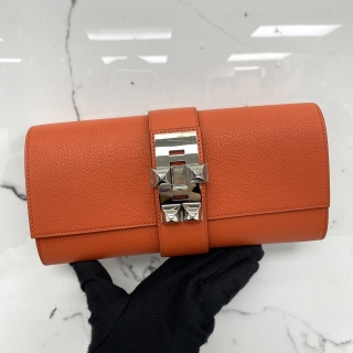 HERMES SLG MEDOR 2WAY A STAMP CHEVRE ORANGE SHW
