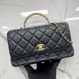 CHANEL BAG MATELASSE LAMBSKIN AS4232 TOP HANDLE 25CM 2WAY BLACK GHW MICROCHIPPED A8XP4844