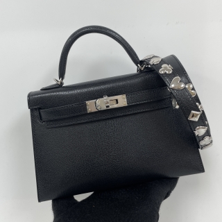 HERMES BAG KELLY SAC KELLY II SELLIER MINI ATOUTS CHEVRE CHAMKILA 89 NOIR PHW G STAMP