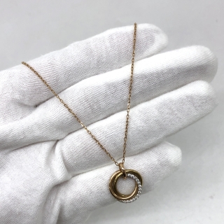 CARTIER FINE JEWELRY NECKLACE TRINITY SMALL MODEL SM HALF-PAVED DIAMONDS 5.2G FULL SET 2020