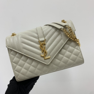 YSL BAG ENVELOPE 487206 WHITE GHW CHAIN SHOULDER