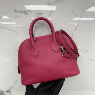 HERMES BAG BOLIDE 1923 MINI VEAU CHEVRE MYSOURE ROSE SHOCKING PHW Z STAMP