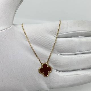 VAN CLEEF & ARPELS FINE JEWELRY NECKLACE VINTAGE ALHAMBRA CARNELIAN 5.4G FULLSET