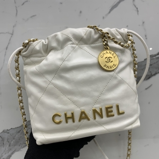 CHANEL BAG CALF CHANEL 22 MINI WHITE MICROCHIPPED G5GE49T3