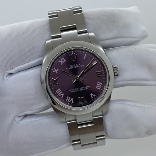ROLEX WATCH OYSTER PERPETUAL 177200 ROMAN INDEX PURPLE FULL SET 2015 93Q89151