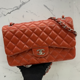 CHANEL BAG CLASSIC FLAP LAMBSKIN 30CM JUMBO WFLAP RED SHW NO.14 NC 14563812
