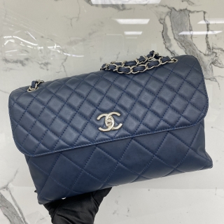 CHANEL BAG LAMBSKIN CHAIN SHOULDER, NAVY NO15 FLAP DEKA 15848415