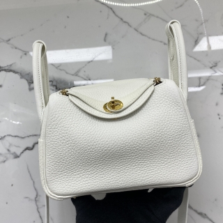 HERMES BAG LINDY MINI TAURILLON CLEMENCE OU NEW WHITE GHW B STAMP