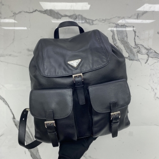 PRADA BAG LEATHER BACKPACK BLACK