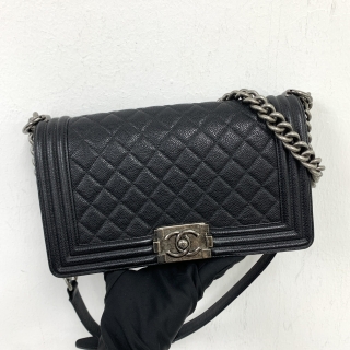 CHANEL BAG BOY CAVIAR SKIN 25CM OLD MEDIUM CHAIN SHOULDER SHW NO.23 NO CARD 23134634