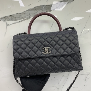 CHANEL BAG MATELASSE CAVIAR SKIN COCO HANDLE MAXI BLACK SHW WITH PYTHON NO.21 W/CARD 21532102