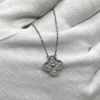 VAN CLEEF & ARPELS FINE JEWELRY NECKLACE VCARA46100 VINTAGE ALHAMBRA DIAMOND WG750 2023 FULLSET 5.48G JF504859