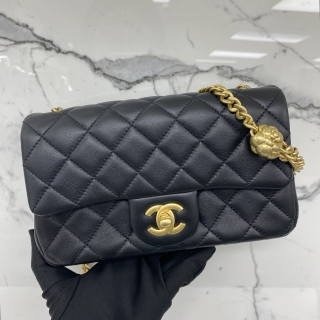 CHANEL BAG LAMBSKIN AS4041  MINI CAMELLIA CRUSH BLACK 20CM MICROCHIPPED