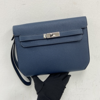 HERMES SLG KELLY DEPECHES 25 BLUE TOGO Z STAMP SHW
