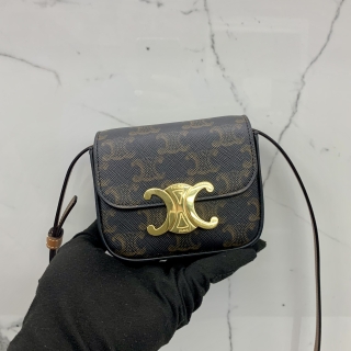 CELINE BAG TRIOMPHE MINI CLAUDE IN TRIOMPHE CANVAS AND CALFSKIN N-FG-2272