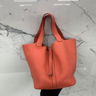 HERMES BAG PICOTIN 22 MM CLEMENCE SALMON ORANGE PINK PHW □R
