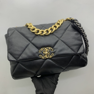 CHANEL BAG CHANEL19 LARGE FLAP BLACK GHW NO 30 W/CARD 30937844