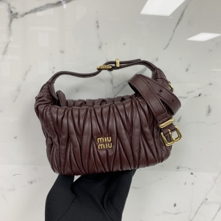 MIU MIU BAG LEATHER WANDER MATELASSÉ NAPPA LEATHER MINI 2WAY BURGUNDY GHW