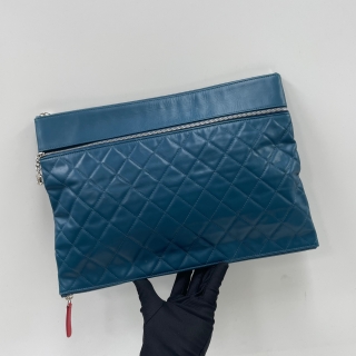 CHANEL SLG CLUTCH LAMBSKIN BLUE NO.18