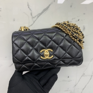 CHANEL BAG MATELASSE AS4972 LAMBSKIN MINI FLAP BAG GHW BLACK RFID MICROCHIP NNLLEG8G