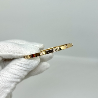 CARTIER FINE JEWELRY RG750 SMALL LOVE BRACELET HALF DIAMOND #16 FULLSET WITH CERT 2022 17.5G