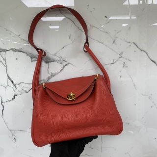 HERMES BAG LINDY 26 TAURILLON CLEMENCE S5 ROUGE TOMATE GHW X STAMP