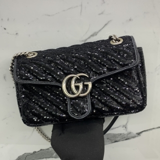 GUCCI BAG MARMONT BLACK MEDIUM SEQUIN 443497