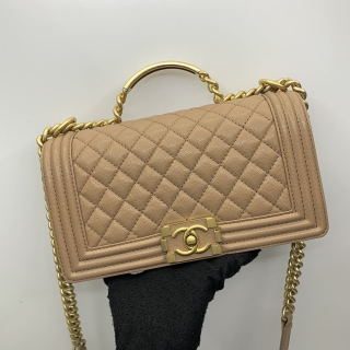 CHANEL BAG BOY A94804 25CM MEDIUM 2WAY TOP HANDLE GHW RFID MICROCHIPPED MATTELASSE T1020EHG