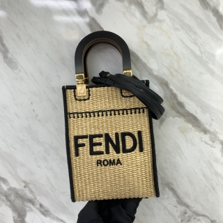 FENDI BAG 8BS051 2WAY RAFFIA SUNSHINE SHOPPER MINI TOTE
