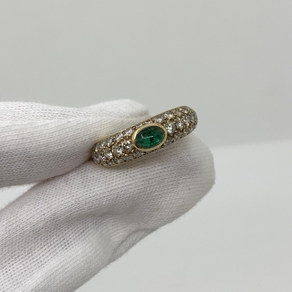 CARTIER FINE JEWELRY RING EMERALD DIAMOND RING W/CERT 1994 4.8G SIZE 51
