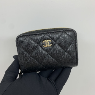 CHANEL SLG COIN CARD HOLDER, CAVIAR GHW RFID WX3TKC85