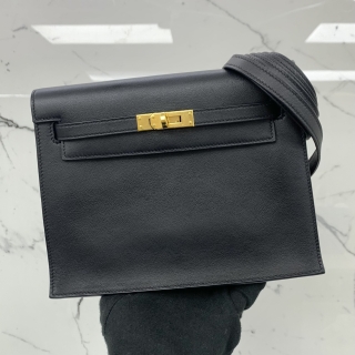 HERMES BAG KELLY DANSE II SWIFT 89 NOIR GHW B STAMP FULL SET BNN275BB