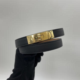 HERMES BELT KELLY EPSOM NOIR GHW K STAMP K AM 480 UH