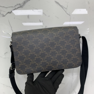 CELINE BAG FLAP MESSENGER BAG IN TRIOMPHE CANVAS AND CALFSKIN W-SL-3283