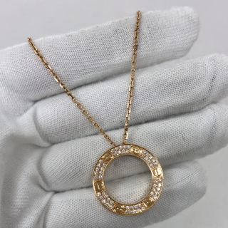 CARTIER FINE JEWELRY NECKLACE ONLY LOVE CIRCLE DIAMOND PAVE PG750 16.76G FLV855