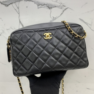CHANEL BAG MATELASSE CAVIAR SKIN CAMERA CHAIN SHOULDER BLACK GHW NO 3 3844267