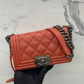 CHANEL BAG BOY WILD STITCH SMALL 20CM CHAIN SHOULDER SHW RED NO.21 (W/CARD) 21418009