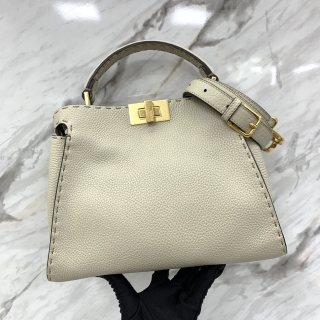 FENDI BAG PEEKABOO 8BN302 2WAY ESSENTIAL BEIGE WHITE BLUE GHW