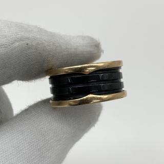 BVLGARI FINE JEWELRY RING B.ZERO CERAMIC 3 BANDS BLACK PG750 FULLSET 11.7G 60
