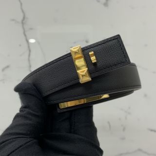 HERMES BELT CDC COLLIER DE CHIEN 24 MADAME CALFSKIN BLACK GHW D STAMP