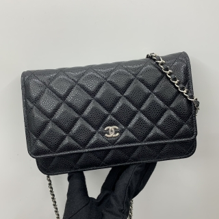 CHANEL BAG CAVIAR SKIN WALLET ON CHAIN SHW NO 30 W/CARD
