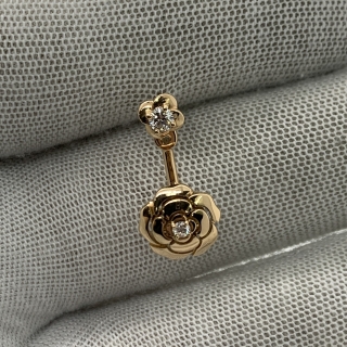 CHANEL FINE JEWELRY EARRINGS J12119 EXTRAIT DE CAMÉLIA TRANSFORMABLE W/DIAMONDS SINGLE EARRING RG750 2.99G EZ8228