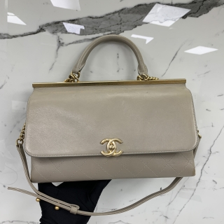 CHANEL BAG MATELASSE 31CM COCO LUXE TOP HANDLE FLAP GREY 2WAY WITH CARD, NO.25 25583531