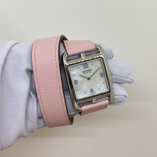 HERMES WATCH CAPE COD CC2.710C MOP W/DIAMOND PINK DOUBLE FULLSET QZ 3535460